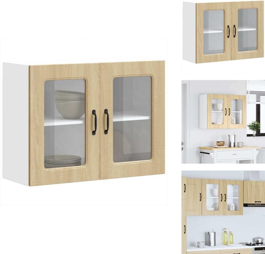 VidaXL keuken Wandkast Keuken Wandkasten -keuken Wandmeubel Gemonteerde Wandkast Keukenwandkast met glazen deur bewerkt hout sonoma eikenkleur
