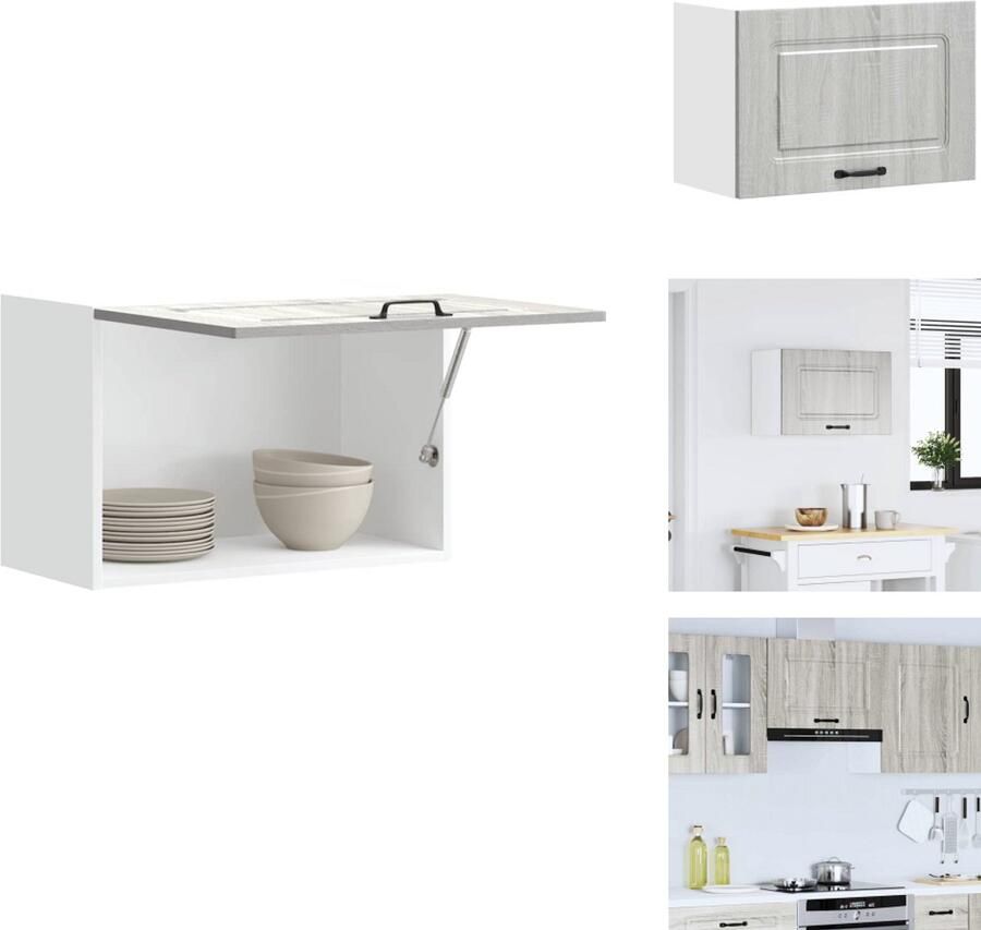VidaXL Keuken Wandkast Keuken Wandkasten Keuken Wandmeubel Gemonteerde Wandkast Keukenwandkast Kalmar bewerkt hout grijs sonoma eiken