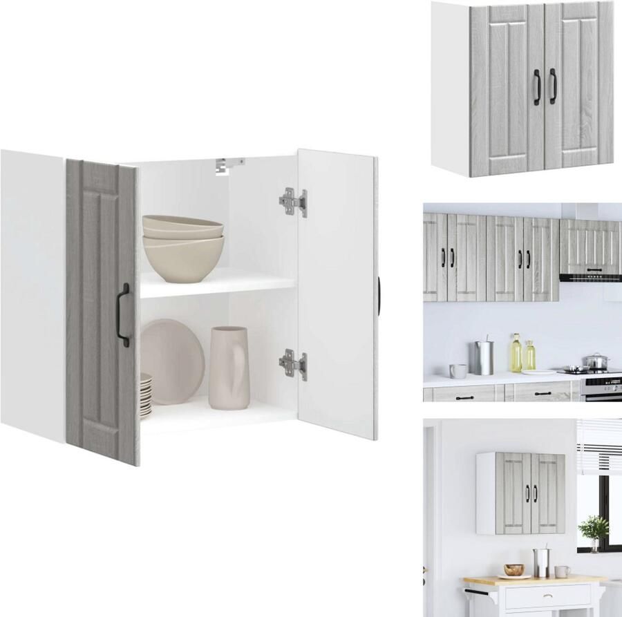 VidaXL Keuken Wandkast Keuken Wandkasten Keuken Wandmeubel Gemonteerde Wandkast Keukenwandkast Lucca bewerkt hout grijs sonoma eikenkleur