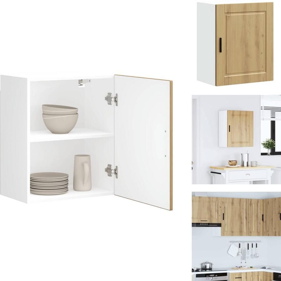 VidaXL Keuken Wandkast Keuken Wandkasten Keuken Wandmeubel Gemonteerde Wandkast Keukenwandkast Porto bewerkt hout artisanaal eikenkleur