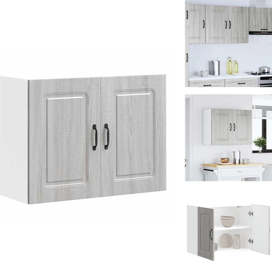 VidaXL Keuken Wandkast Keuken Wandkasten Keuken Wandmeubel Gemonteerde Wandkast Keukenwandkast Kalmar bewerkt hout grijs sonoma eiken