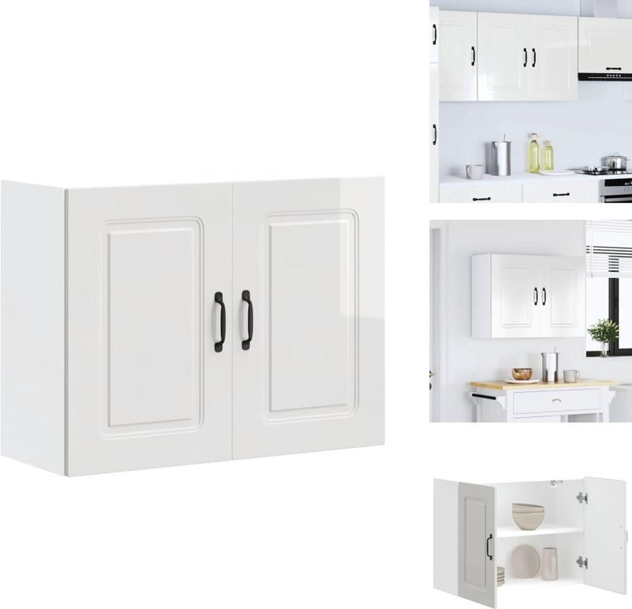 VidaXL Keuken Wandkast Keuken Wandkasten Keuken Wandmeubel Gemonteerde Wandkast Keukenwandkast Kalmar bewerkt hout hoogglans wit