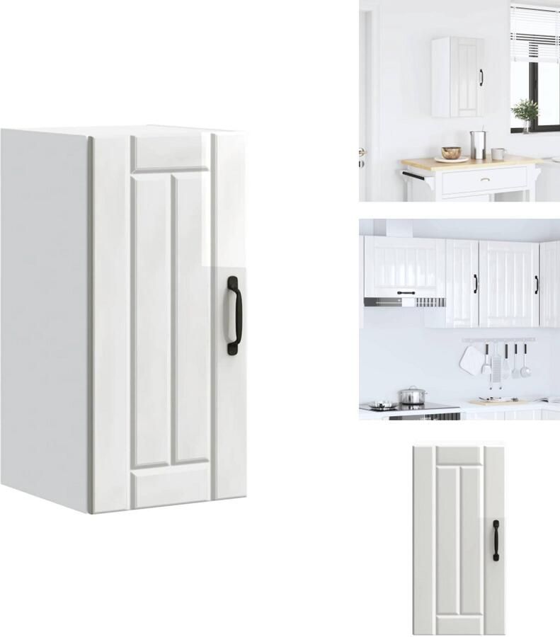 VidaXL Keuken Wandkast Keuken Wandkasten Keuken Wandmeubel Gemonteerde Wandkast Keukenwandkast Lucca bewerkt hout hoogglans wit