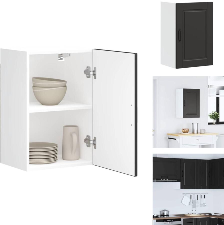 VidaXL Keuken Wandkast Keuken Wandkasten Keuken Wandmeubel Gemonteerde Wandkast Keukenwandkast Porto bewerkt hout zwart