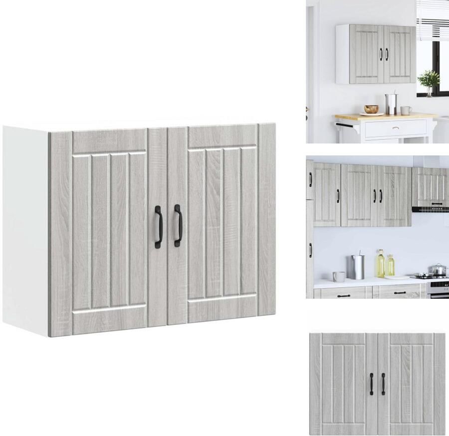 VidaXL Keuken Wandkast Keuken Wandkasten Keuken Wandmeubel Gemonteerde Wandkast Keukenwandkast Lucca bewerkt hout grijs sonoma eikenkleur - Foto 2