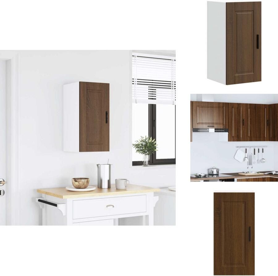 VidaXL Keuken Wandkast Keuken Wandkasten Keuken Wandmeubel Gemonteerde Wandkast Keukenwandkast Porto bewerkt hout bruin eikenkleur - Foto 2