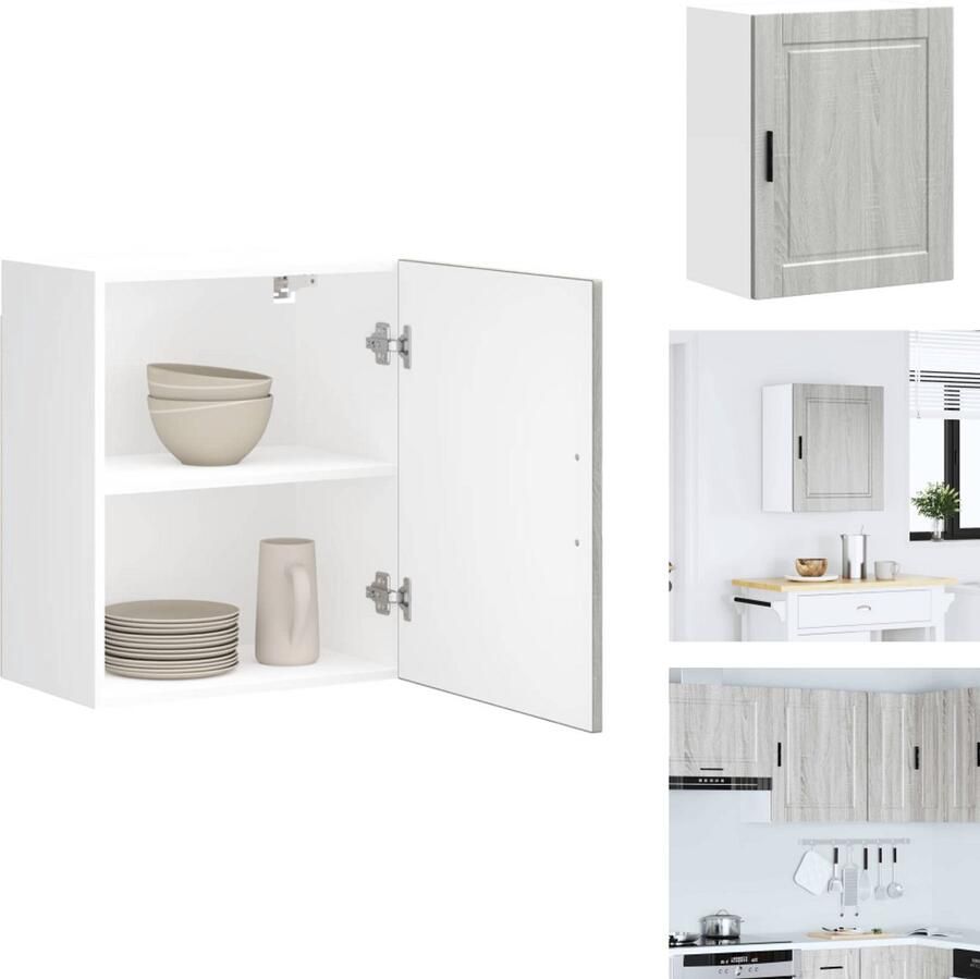 VidaXL Keuken Wandkast Keuken Wandkasten Keuken Wandmeubel Gemonteerde Wandkast Keukenwandkast Porto bewerkt hout grijs sonoma eiken