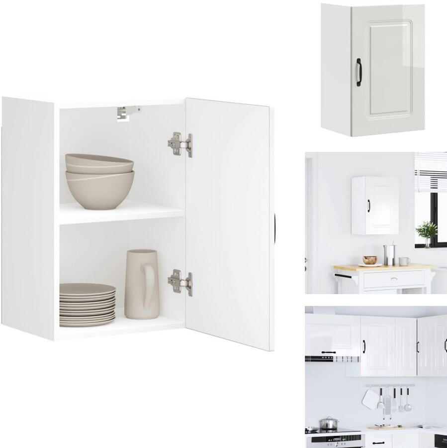 VidaXL Keuken Wandkast Keuken Wandkasten Keuken Wandmeubel Gemonteerde Wandkast Keukenwandkast Kalmar bewerkt hout hoogglans wit