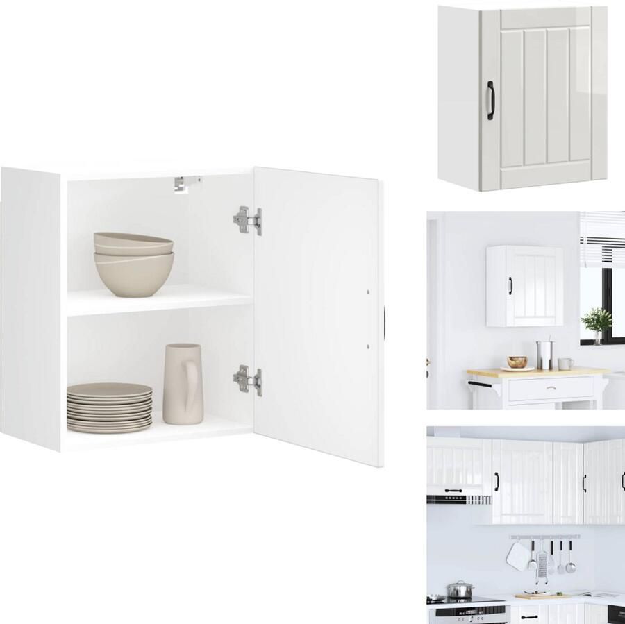 VidaXL Keuken Wandkast Keuken Wandkasten Keuken Wandmeubel Gemonteerde Wandkast Keukenwandkast Lucca bewerkt hout hoogglans wit