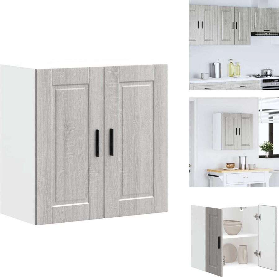 VidaXL Keuken Wandkast Keuken Wandkasten Keuken Wandmeubel Gemonteerde Wandkast Keukenwandkast Porto bewerkt hout grijs sonoma eiken