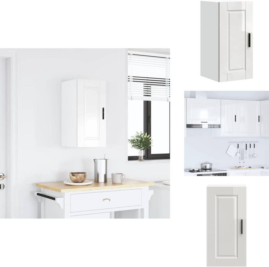 VidaXL Keuken Wandkast Keuken Wandkasten Keuken Wandmeubel Gemonteerde Wandkast Keukenwandkast Porto bewerkt hout hoogglans wit - Foto 3