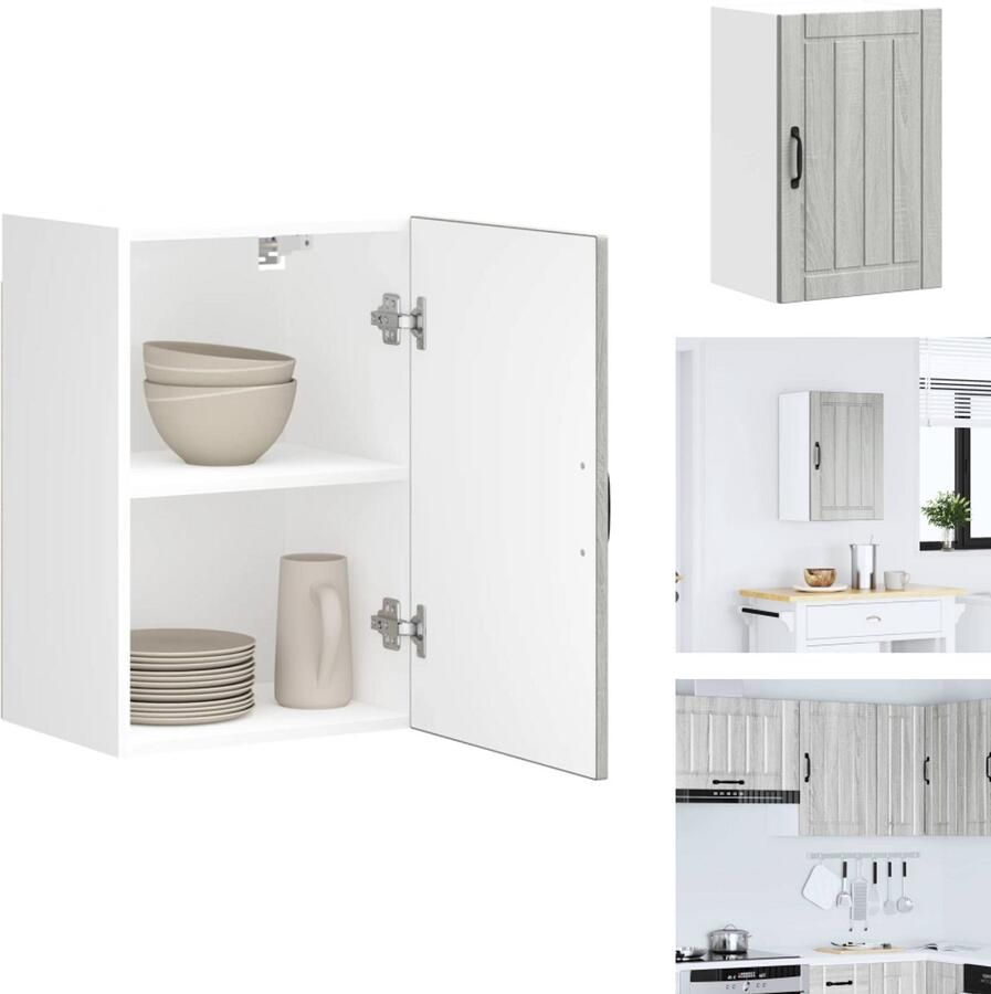 VidaXL Keuken Wandkast Keuken Wandkasten Keuken Wandmeubel Gemonteerde Wandkast Keukenwandkast Lucca bewerkt hout grijs sonoma eikenkleur
