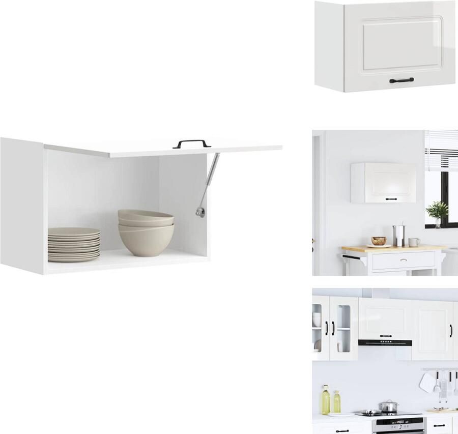 VidaXL Keuken Wandkast Keuken Wandkasten Keuken Wandmeubel Gemonteerde Wandkast Keukenwandkast Kalmar bewerkt hout hoogglans wit