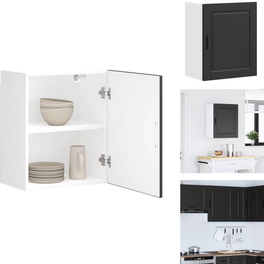 VidaXL Keuken Wandkast Keuken Wandkasten Keuken Wandmeubel Gemonteerde Wandkast Keukenwandkast Porto bewerkt hout zwart