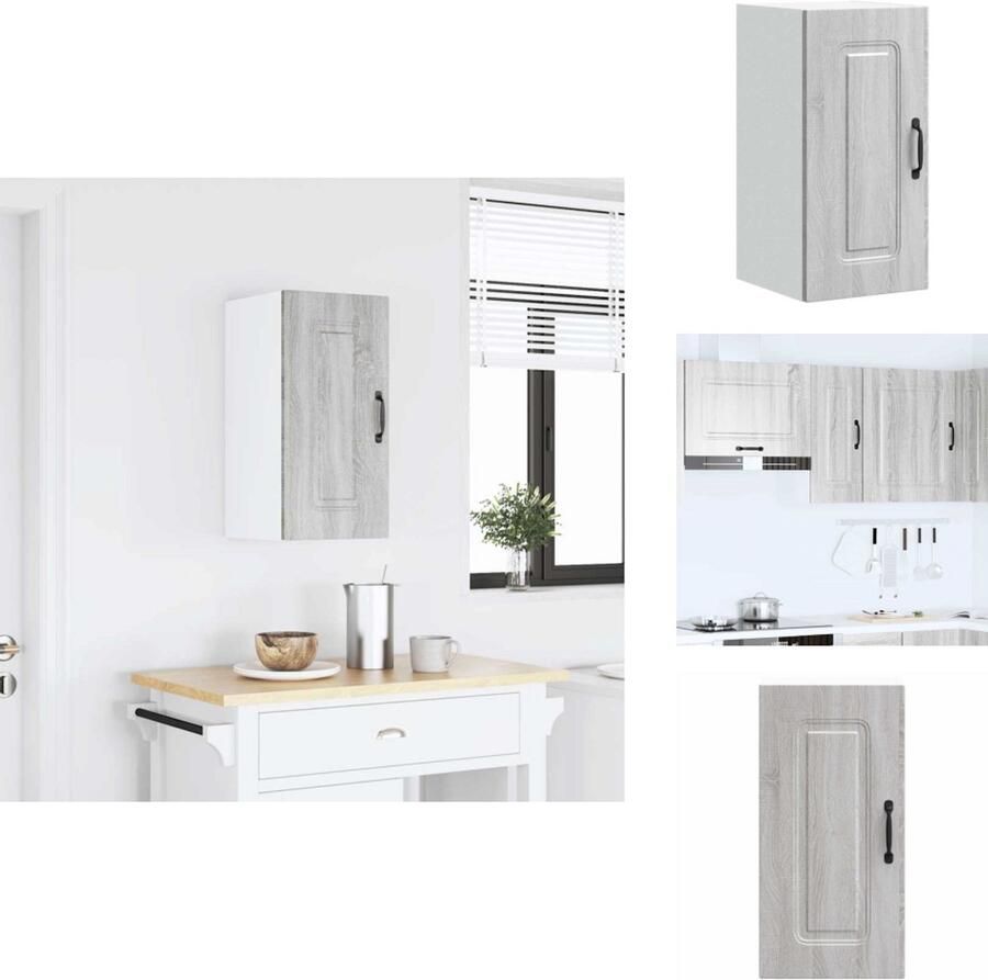 VidaXL Keuken Wandkast Keuken Wandkasten Keuken Wandmeubel Gemonteerde Wandkast Keukenwandkast Kalmar bewerkt hout grijs sonoma eiken