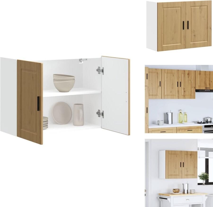VidaXL Keuken Wandkast Keuken Wandkasten Keuken Wandmeubel Gemonteerde Wandkast Keukenwandkast Porto bewerkt hout artisanaal eikenkleur
