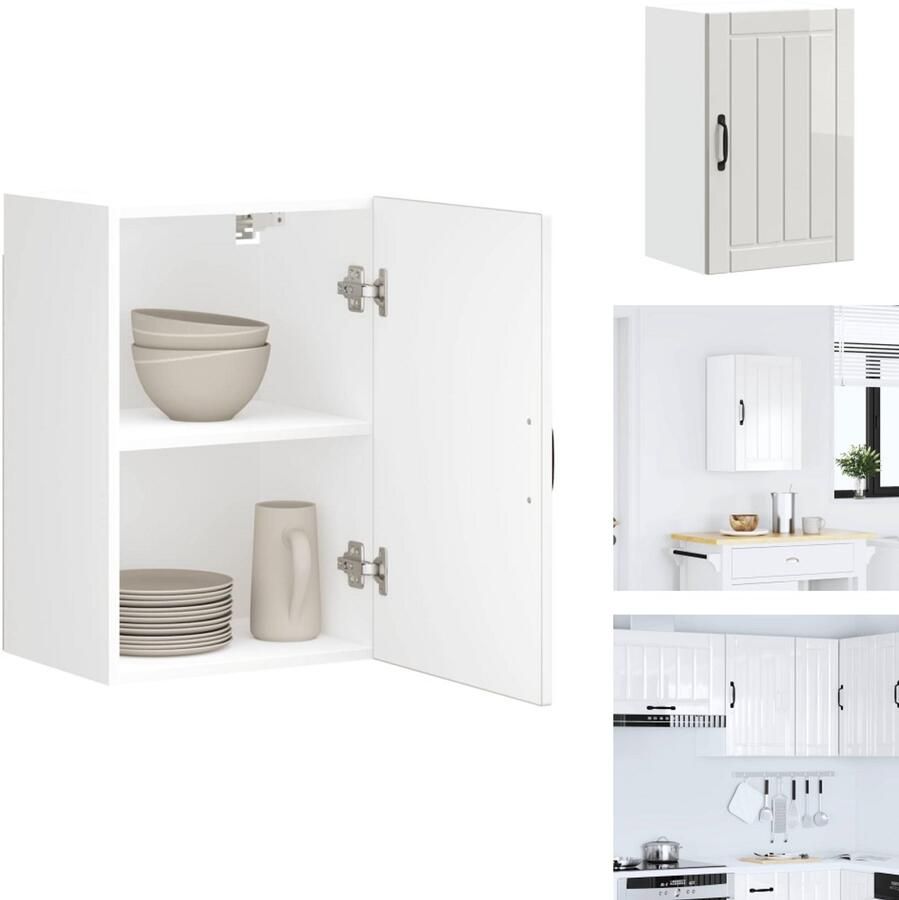 VidaXL Keuken Wandkast Keuken Wandkasten Keuken Wandmeubel Gemonteerde Wandkast Keukenwandkast Lucca bewerkt hout hoogglans wit