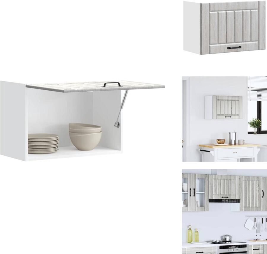VidaXL Keuken Wandkast Keuken Wandkasten Keuken Wandmeubel Gemonteerde Wandkast Keukenwandkast Lucca bewerkt hout grijs sonoma eikenkleur - Foto 3