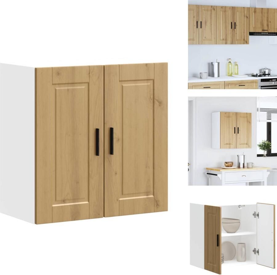 VidaXL Keuken Wandkast Keuken Wandkasten Keuken Wandmeubel Gemonteerde Wandkast Keukenwandkast Porto bewerkt hout artisanaal eikenkleur - Foto 4