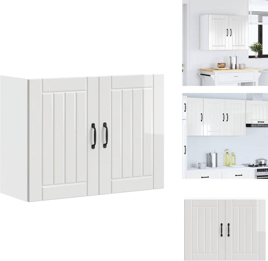 VidaXL Keuken Wandkast Keuken Wandkasten Keuken Wandmeubel Gemonteerde Wandkast Keukenwandkast Lucca bewerkt hout hoogglans wit - Foto 3