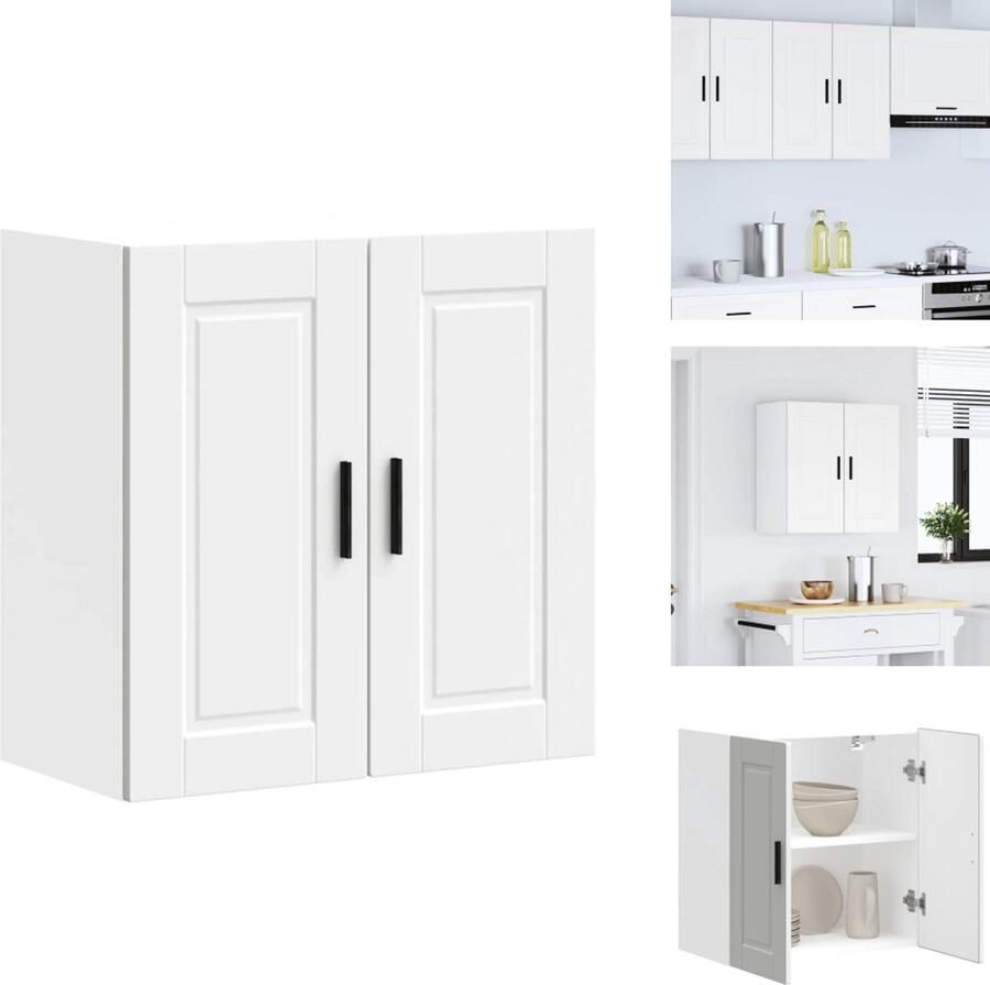 VidaXL Keuken Wandkast Keuken Wandkasten Keuken Wandmeubel Gemonteerde Wandkast Keukenwandkast Porto bewerkt hout wit - Foto 2