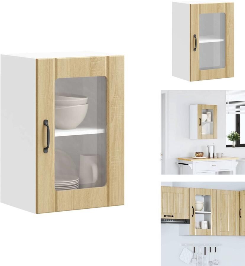 VidaXL Keuken Wandkast Keuken Wandkasten Keuken Wandmeubel Gemonteerde Wandkast Keukenwandkast met glazen deur Lucca sonoma eikenkleur