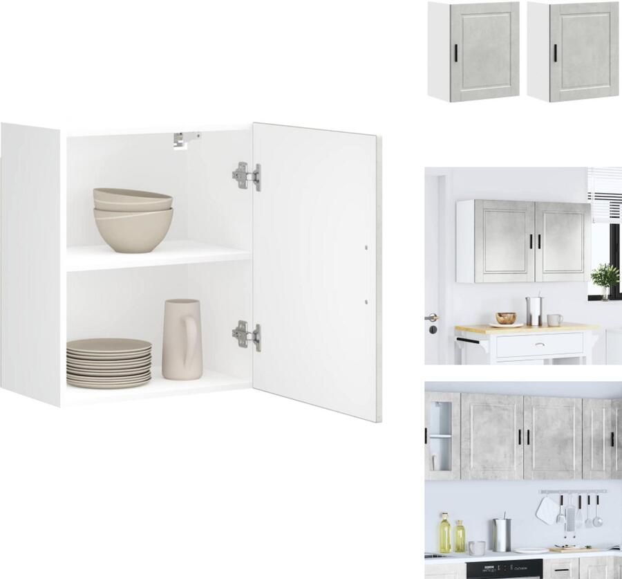 VidaXL Keuken Wandkast Keuken Wandkasten Keuken Wandmeubel Gemonteerde Wandkast Keukenwandkasten 2 st Porto bewerkt hout betongrijs
