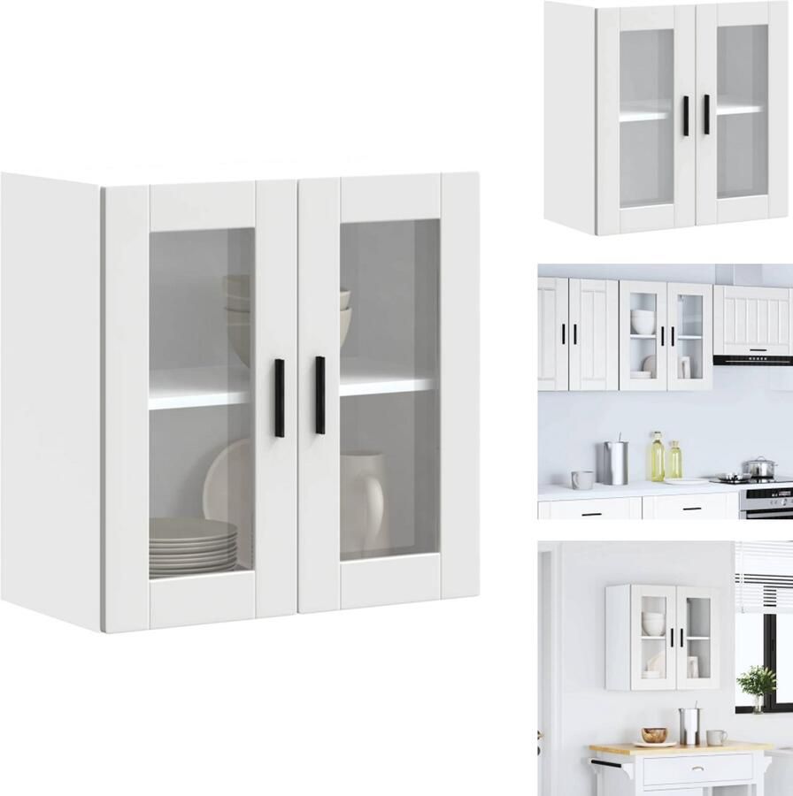 VidaXL Keuken Wandkast Keuken Wandkasten -keuken Wandmeubel Gemonteerde Wandkast Keukenwandkast met glazen deur Porto wit
