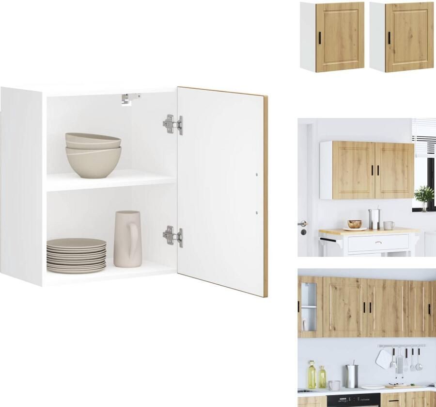 VidaXL Keuken Wandkast Keuken Wandkasten Keuken Wandmeubel Gemonteerde Wandkast Keukenwandkasten 2 st Porto bewerkt hout artisanaal eikenkleur