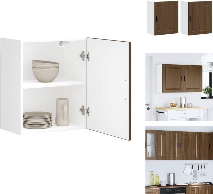 VidaXL Keuken Wandkast Keuken Wandkasten Keuken Wandmeubel Gemonteerde Wandkast Keukenwandkasten 2 st Porto bewerkt hout bruin eikenkleur