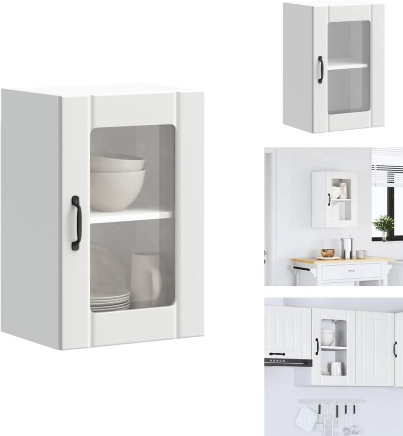 VidaXL Keuken Wandkast Keuken Wandkasten Keuken Wandmeubel Gemonteerde Wandkast Keukenwandkast met glazen deur Lucca wit