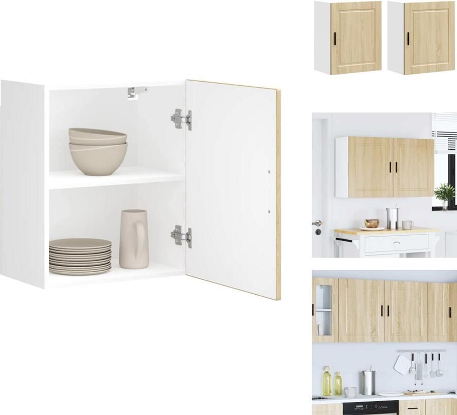 VidaXL Keuken Wandkast Keuken Wandkasten Keuken Wandmeubel Gemonteerde Wandkast Keukenwandkasten 2 st Porto bewerkt hout sonoma eikenkleurig