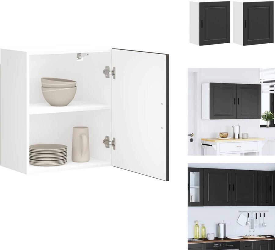 VidaXL Keuken Wandkast Keuken Wandkasten Keuken Wandmeubel Gemonteerde Wandkast Keukenwandkasten 2 st Porto bewerkt hout zwart