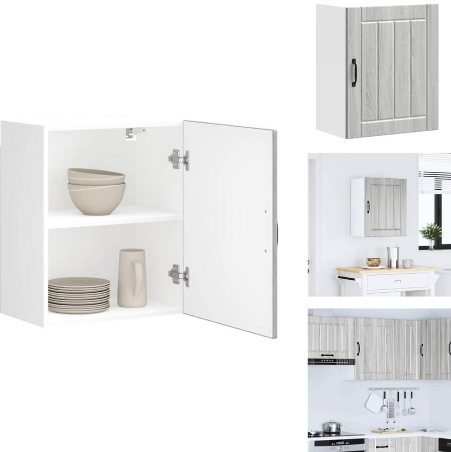 VidaXL Keuken Wandkast Keuken Wandkasten Keuken Wandmeubel Gemonteerde Wandkast Keukenwandkast Lucca bewerkt hout grijs sonoma eikenkleur - Foto 4