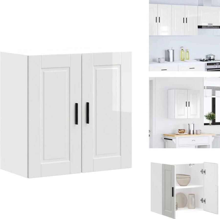 VidaXL Keuken Wandkast Keuken Wandkasten Keuken Wandmeubel Gemonteerde Wandkast Keukenwandkast Porto bewerkt hout hoogglans wit - Foto 2