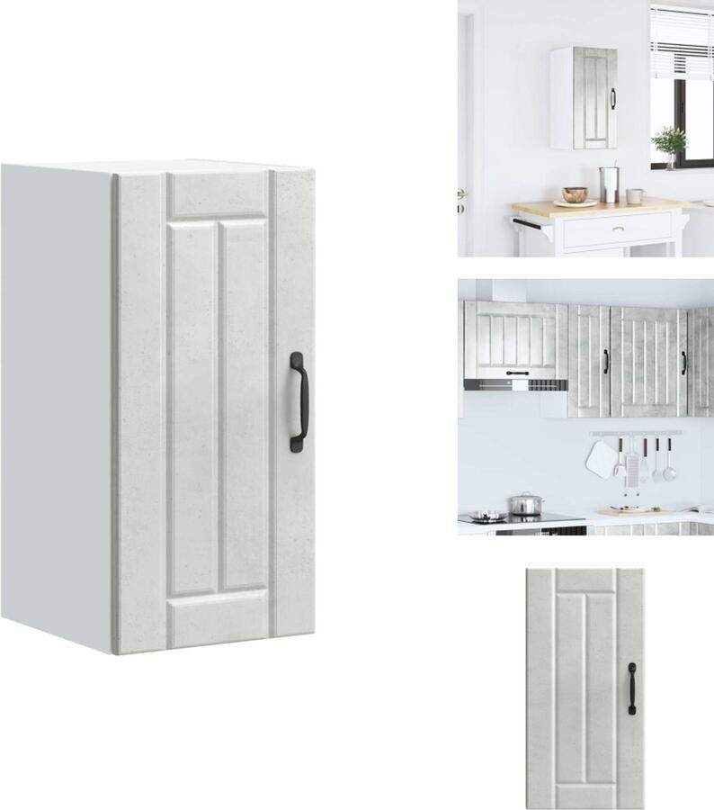 VidaXL Keuken Wandkast Keuken Wandkasten Keuken Wandmeubel Gemonteerde Wandkast Keukenwandkast Lucca bewerkt hout betongrijs - Foto 2