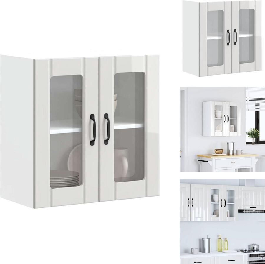 VidaXL Keuken Wandkast Keuken Wandkasten Keuken Wandmeubel Gemonteerde Wandkast Keukenwandkast met glazen deur Lucca bewerkt hout hoogglanswit