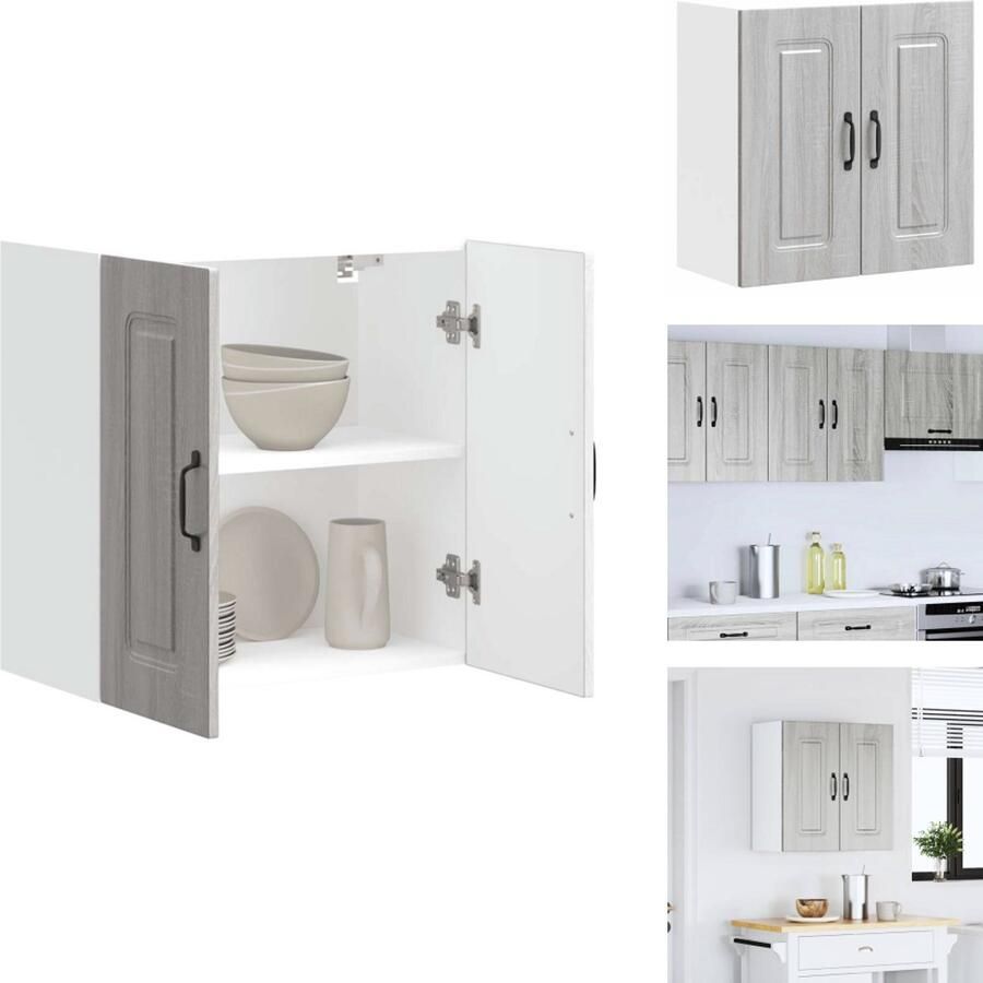 VidaXL Keuken Wandkast Keuken Wandkasten Keuken Wandmeubel Gemonteerde Wandkast Keukenwandkast Kalmar bewerkt hout grijs sonoma eiken - Foto 4