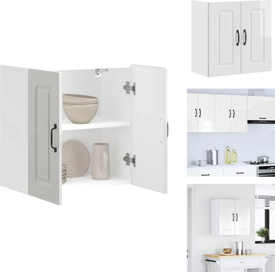VidaXL Keuken Wandkast Keuken Wandkasten Keuken Wandmeubel Gemonteerde Wandkast Keukenwandkast Kalmar bewerkt hout hoogglans wit - Foto 3