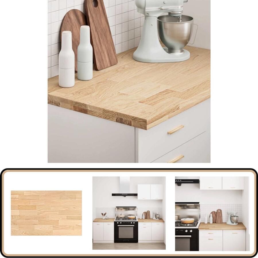 VidaXL Keuken Werkblad 100x63 5x4 cm Massief Eikenhout Keuken Blad Eikenhouten Blad Houten Werkblad Keukentafelblad Kookeiland Blad