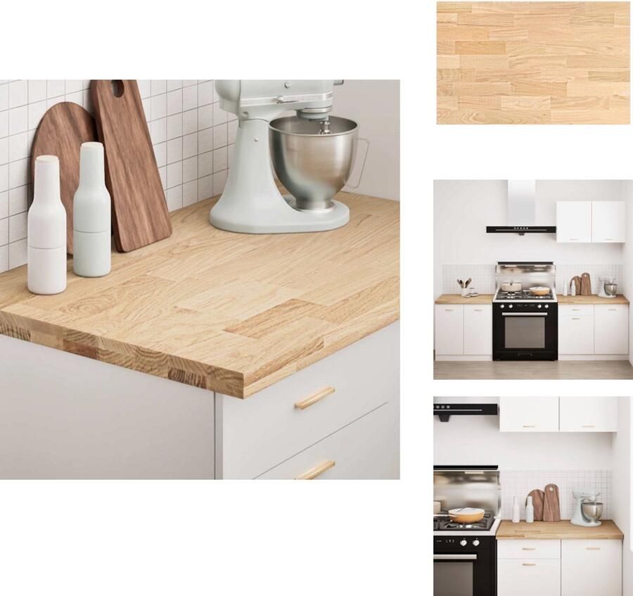 VidaXL Keuken Werkblad Keuken Werkbladen Werkblad Aanrecht Keuken werkblad rechthoekig 100x63 5x4 cm massief eikenhout