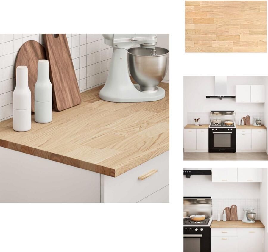 VidaXL Keuken Werkblad Keuken Werkbladen Werkblad Aanrecht Keuken werkblad rechthoekig 100x63 5x2 7 cm massief eikenhout