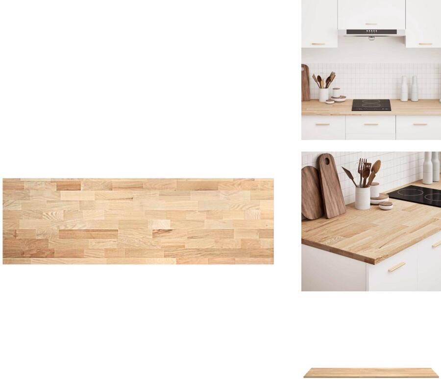 VidaXL Keuken Werkblad Keuken Werkbladen Werkblad Aanrecht Keuken werkblad rechthoekig 200x63 5x2 7 cm massief eikenhout