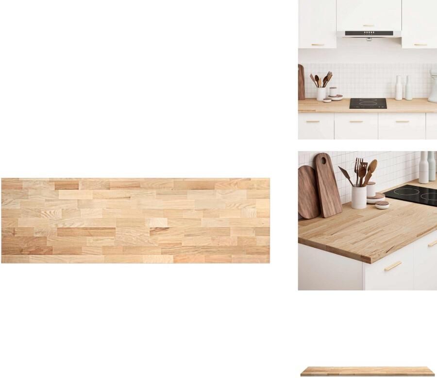 VidaXL Keuken Werkblad Keuken Werkbladen Werkblad Aanrecht Keuken werkblad rechthoekig 200x63 5x4 cm massief eikenhout