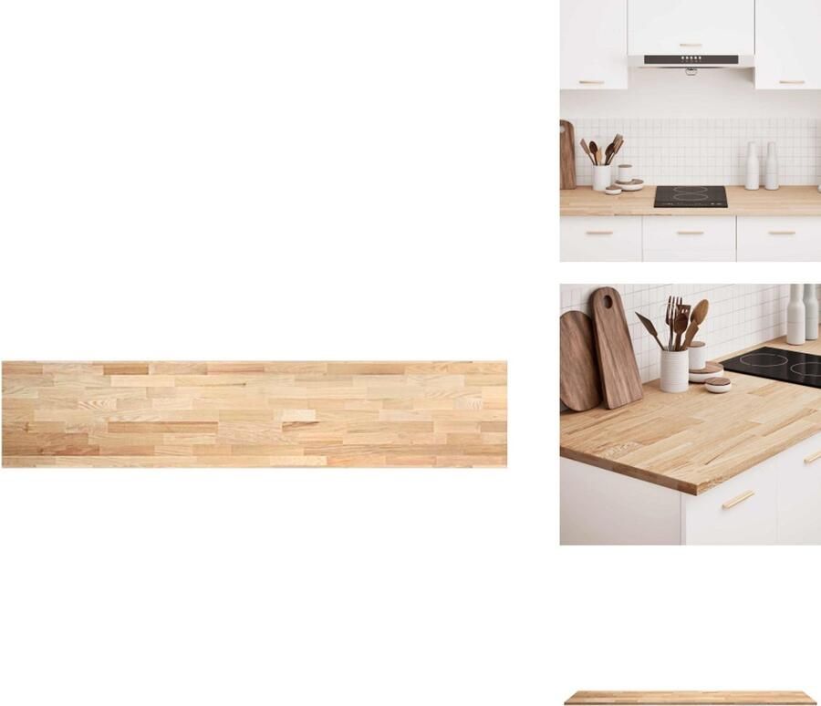 VidaXL Keuken Werkblad Keuken Werkbladen Werkblad Aanrecht Keuken werkblad rechthoekig 300x63 5x2 7 cm massief eikenhout