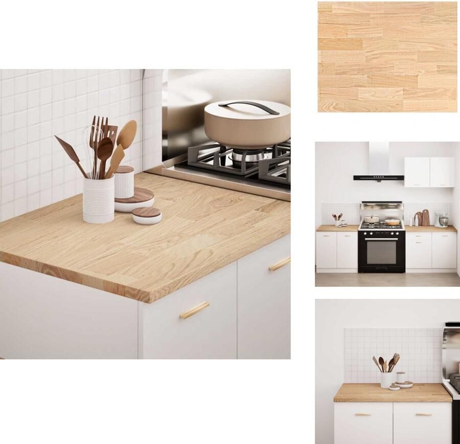VidaXL Keuken Werkblad Keuken Werkbladen Werkblad Aanrecht Keuken werkblad rechthoekig 80x63 5x2 7 cm massief eikenhout