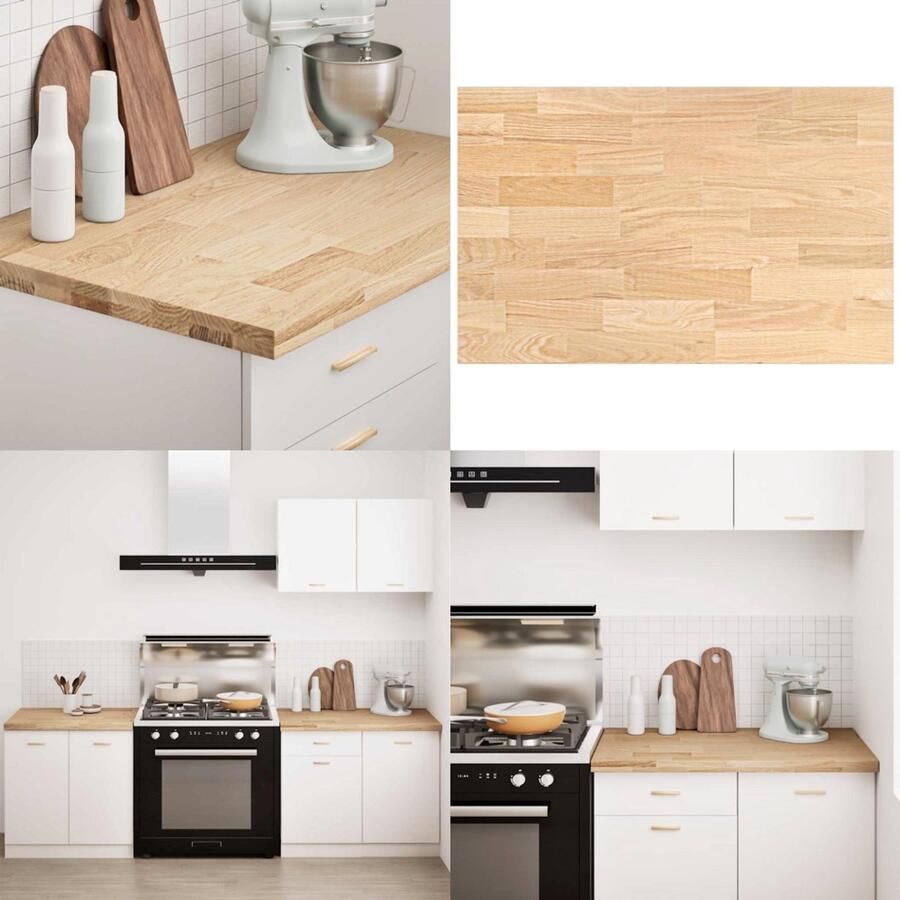 VidaXL Keuken werkblad rechthoekig 100x63 5x4 cm massief eikenhout Keuken Werkblad Keuken Werkbladen Werkblad Aanrecht