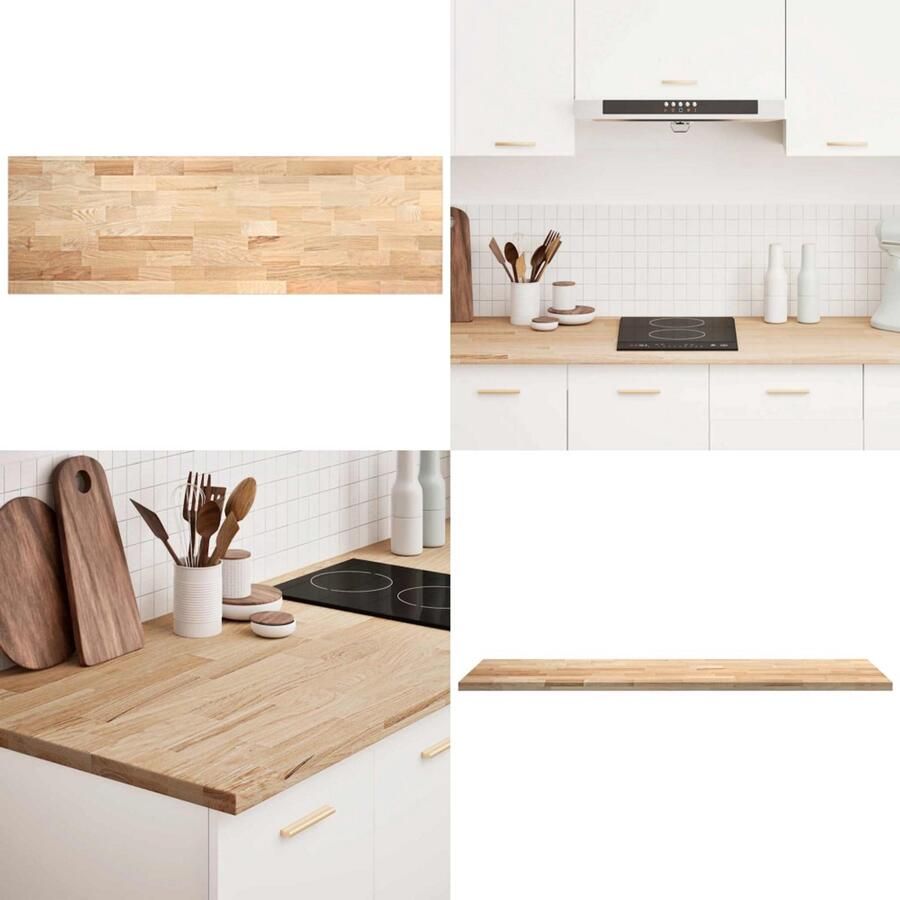 VidaXL Keuken werkblad rechthoekig 200x63 5x4 cm massief eikenhout Keuken Werkblad Keuken Werkbladen Werkblad Aanrecht