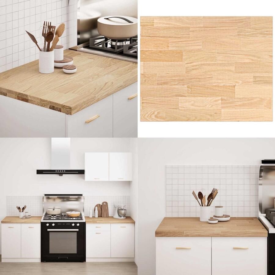 VidaXL Keuken werkblad rechthoekig 80x63 5x4 cm massief eikenhout Keuken Werkblad Keuken Werkbladen Werkblad Aanrecht