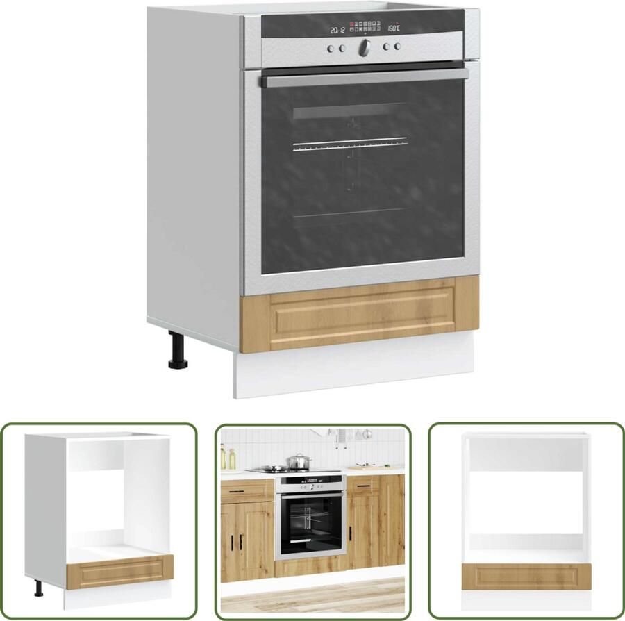 VidaXL Ovenkast Porto bewerkt hout artisanaal eikenkleur Ovenkast Keukenapparatuur Houten Kast Opslagruimte Artizanale Eiken Kleur